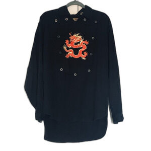 Vintage Scully Embroidered Dragon Bib Western Long Sleeve Shirt Rare Medium Mens